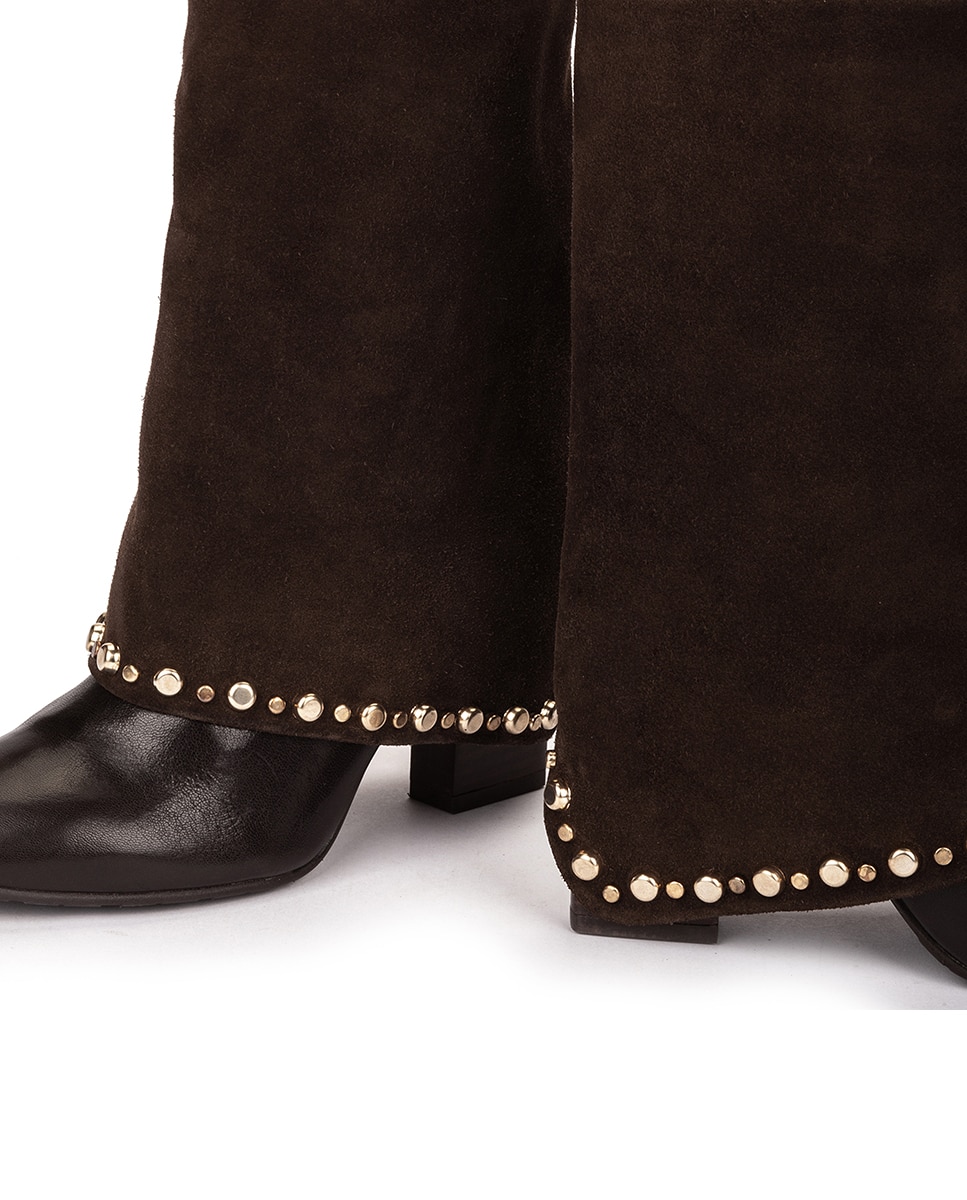 Botas de Salto e Tachas Castanho-escuro-4