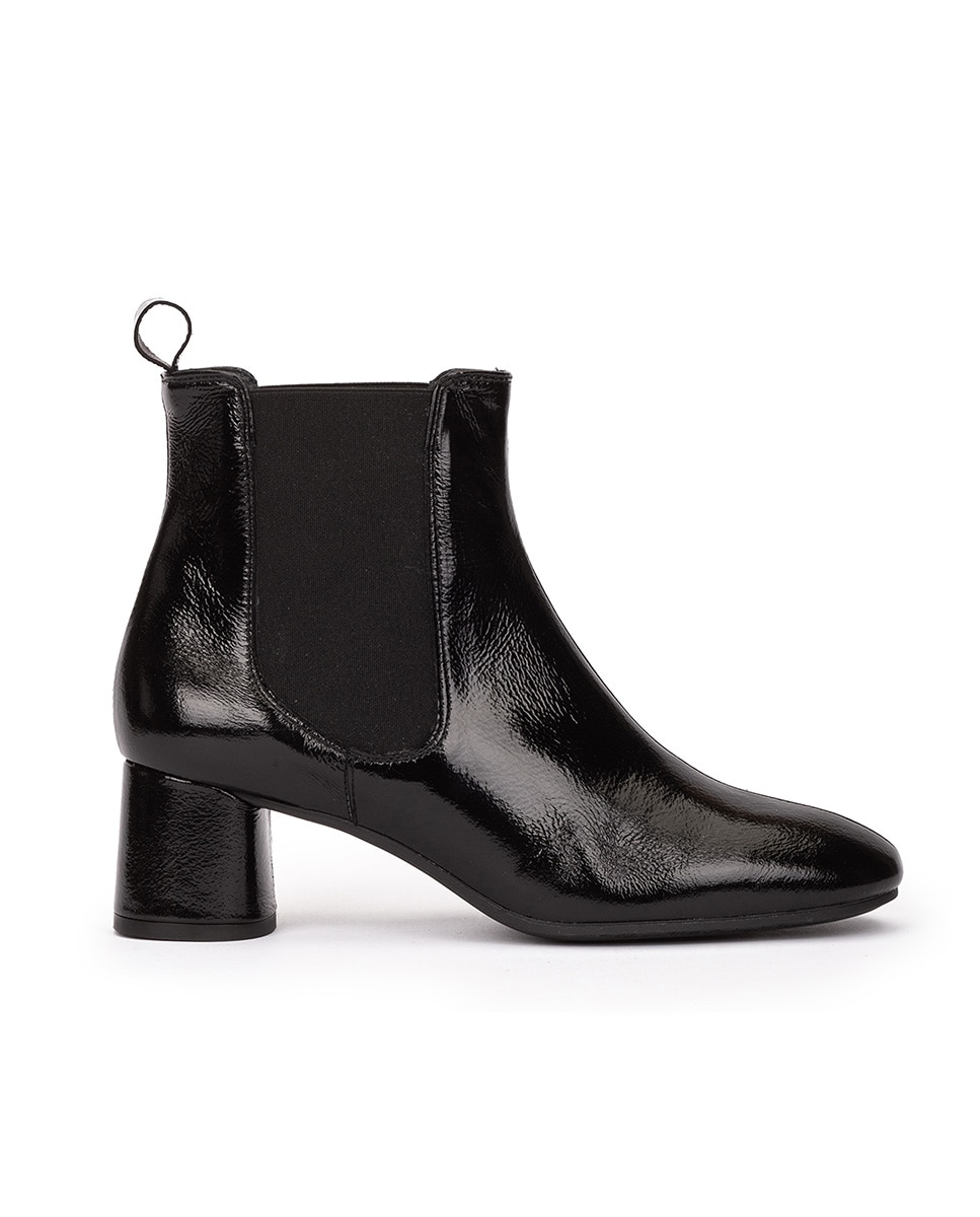 Botins com Salto e Elástico Preto brilhante-1