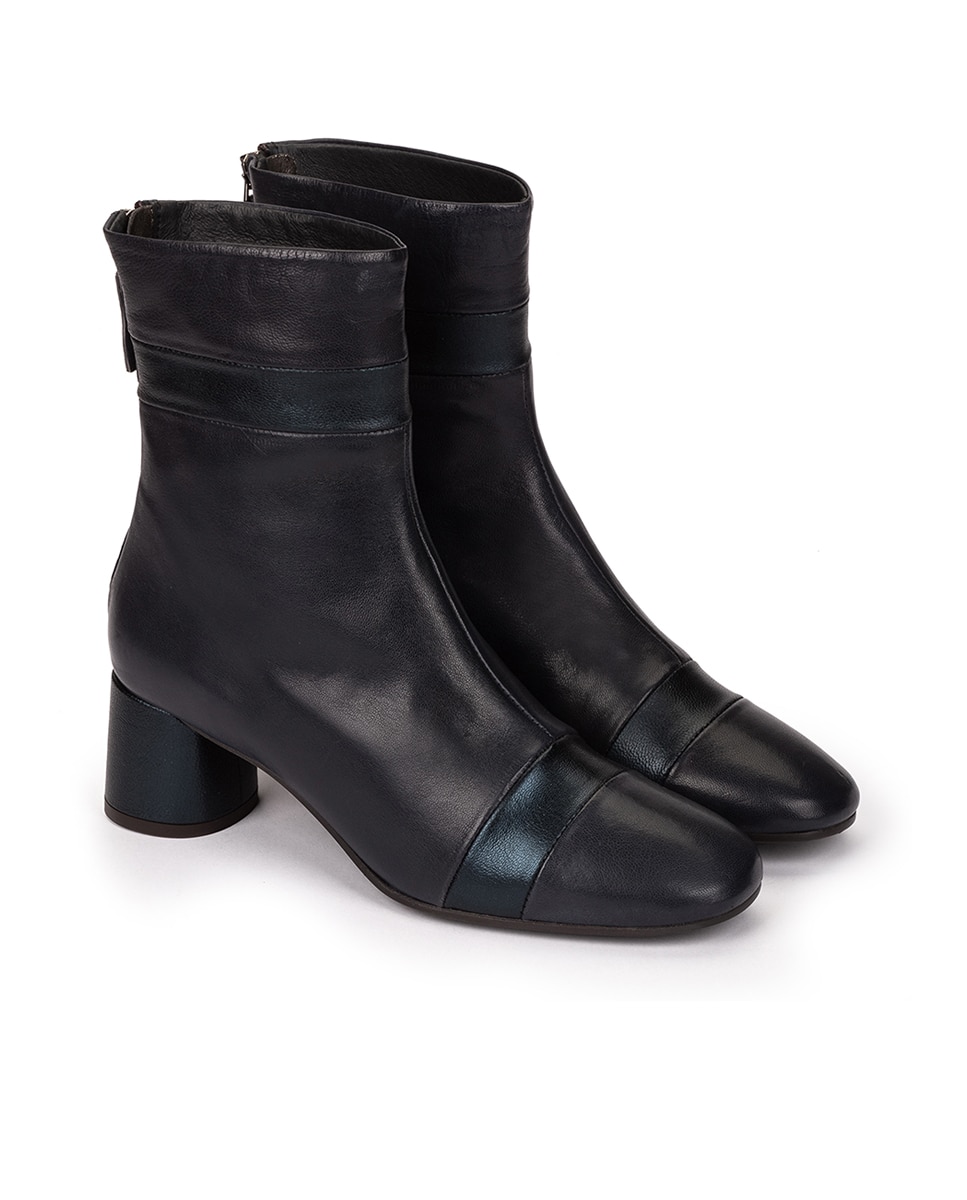 Botins Tricolor com Salto Preto / Azul-2