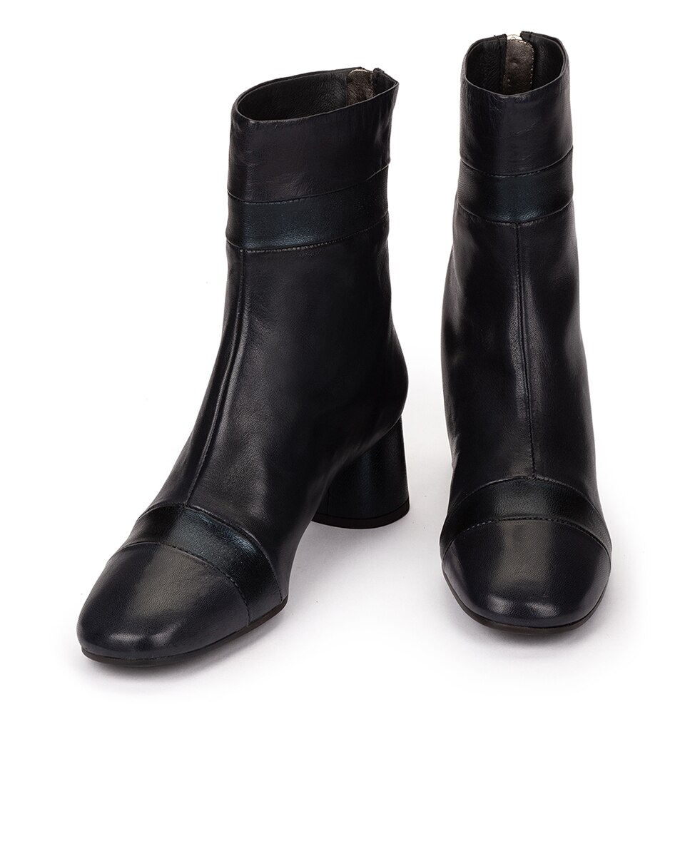 Botins Tricolor com Salto Preto / Azul-3