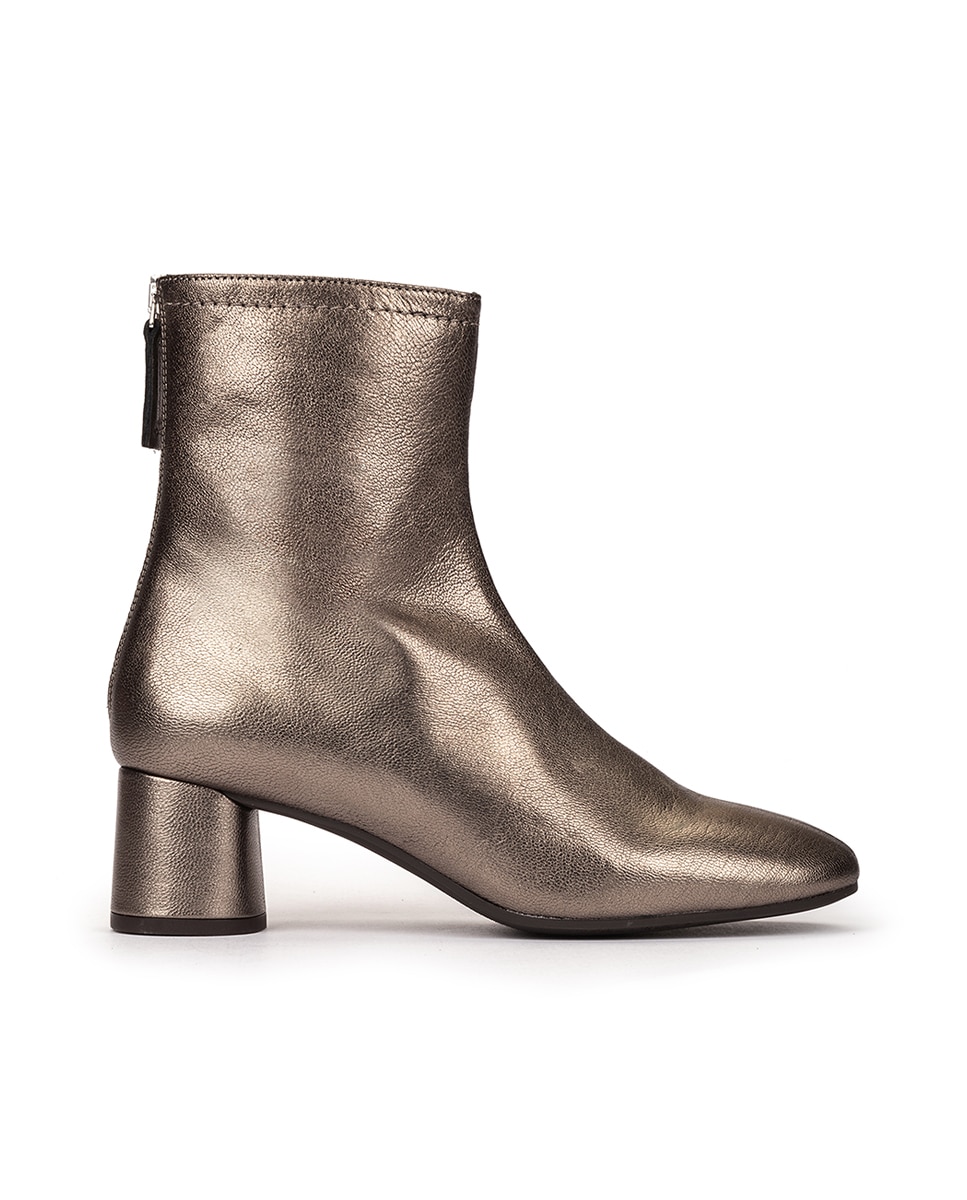 Botins de Salto com Fecho Zip Bronze metalizado-1