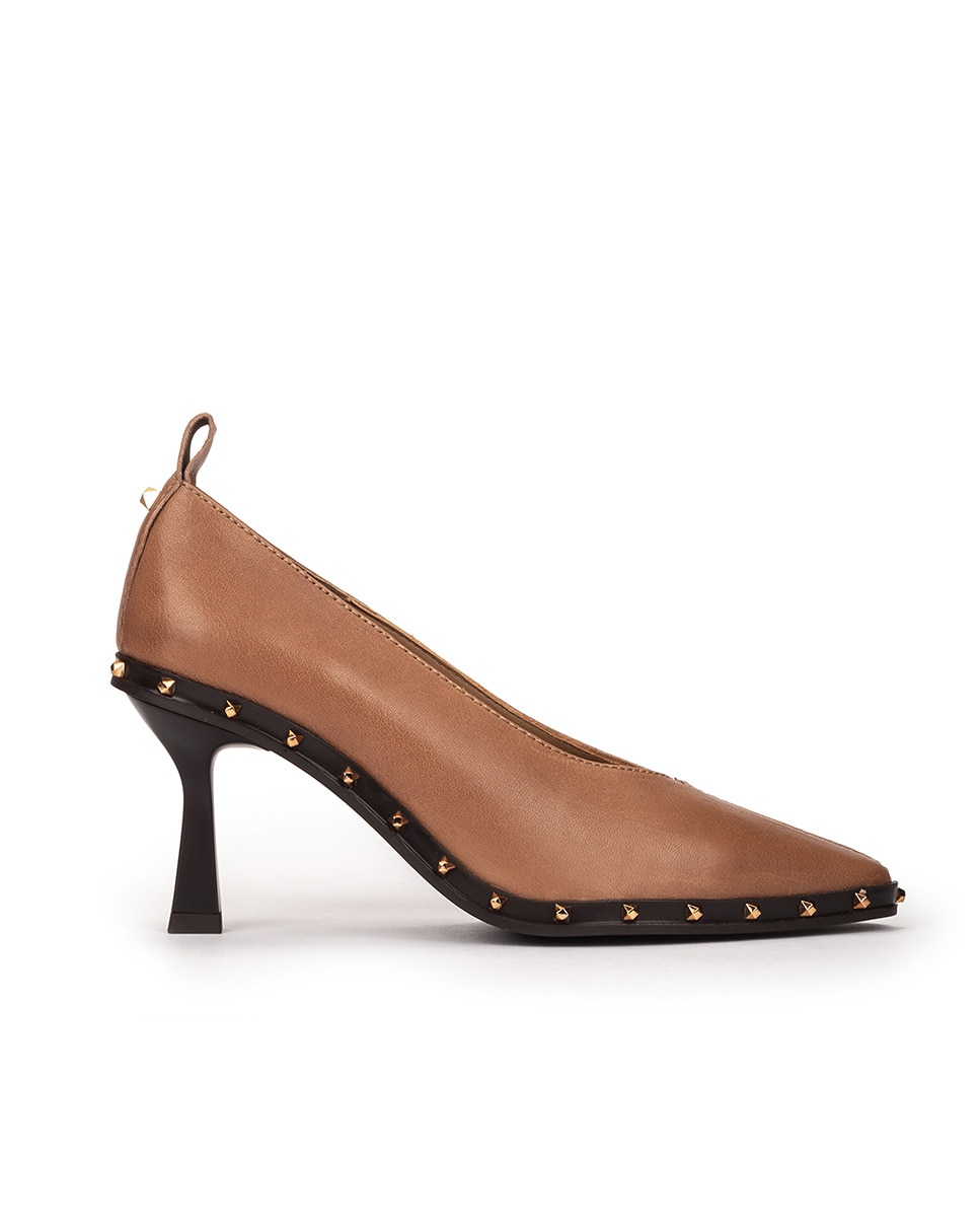 Sapatos de Salto com Tachas Castanho-1