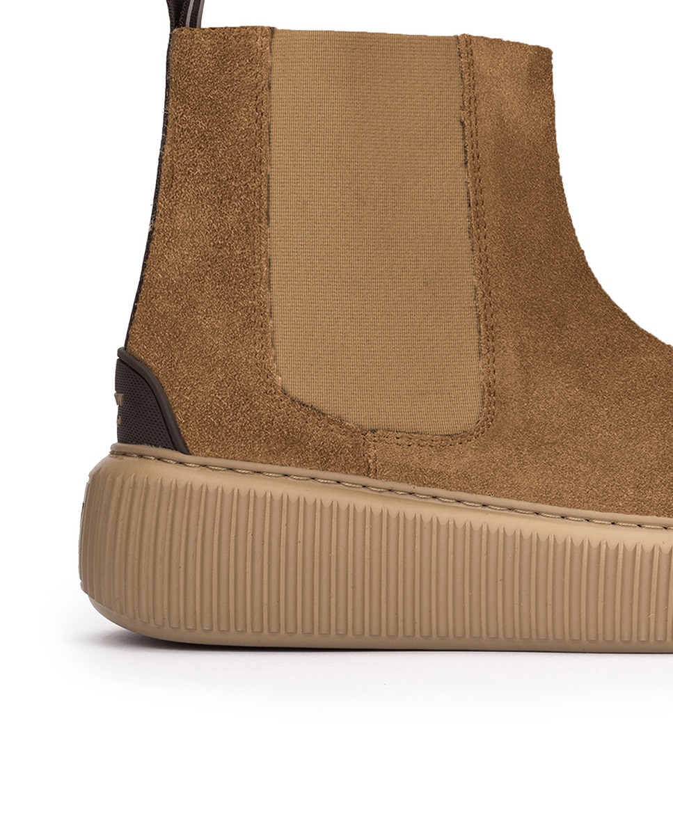 Botins com Elástico Lateral e Plataforma Castanho-2