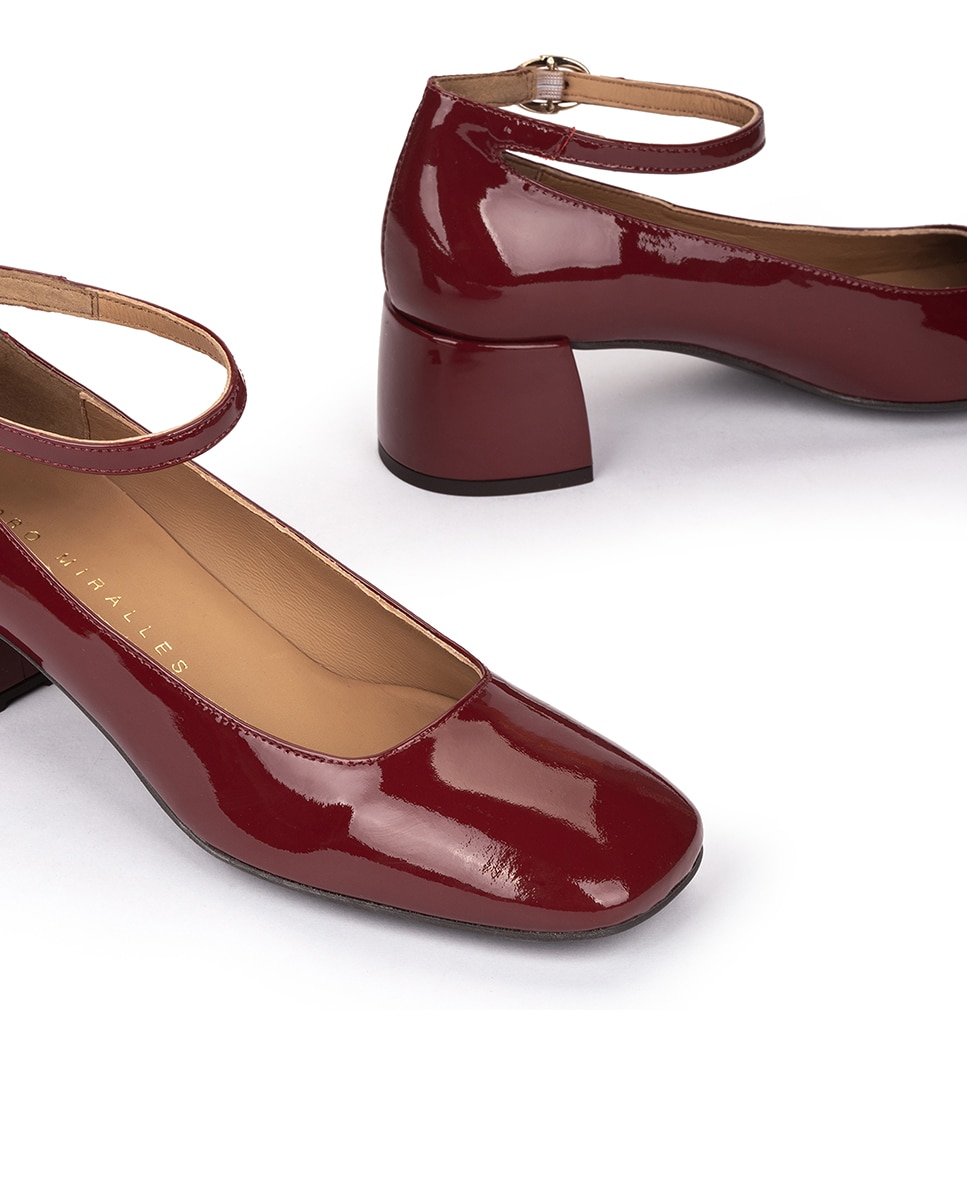 Sapatos de Salto de Verniz Estilo Mary Jane Bordeaux-4