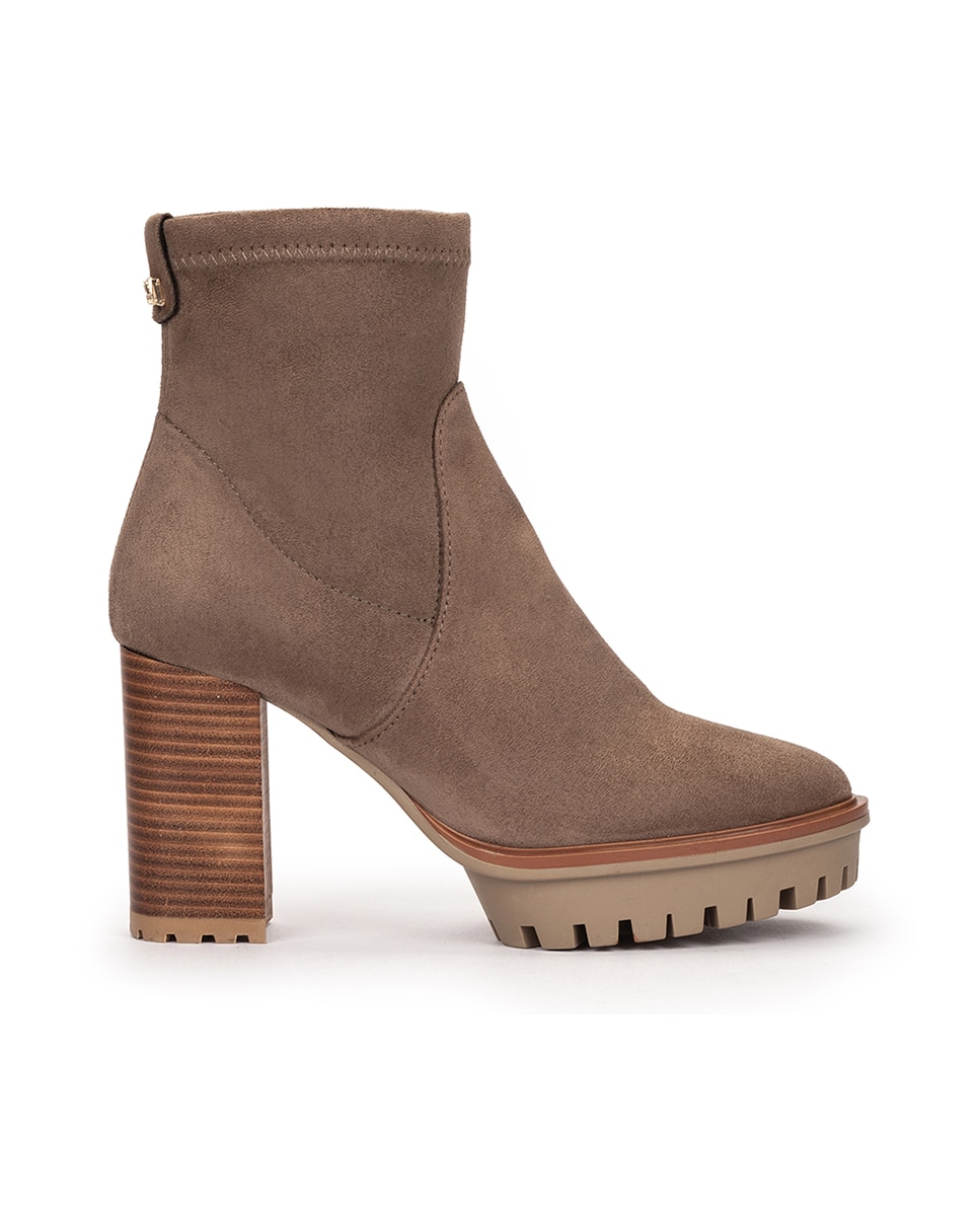 Botins com Salto e Plataforma Castanho-claro-1