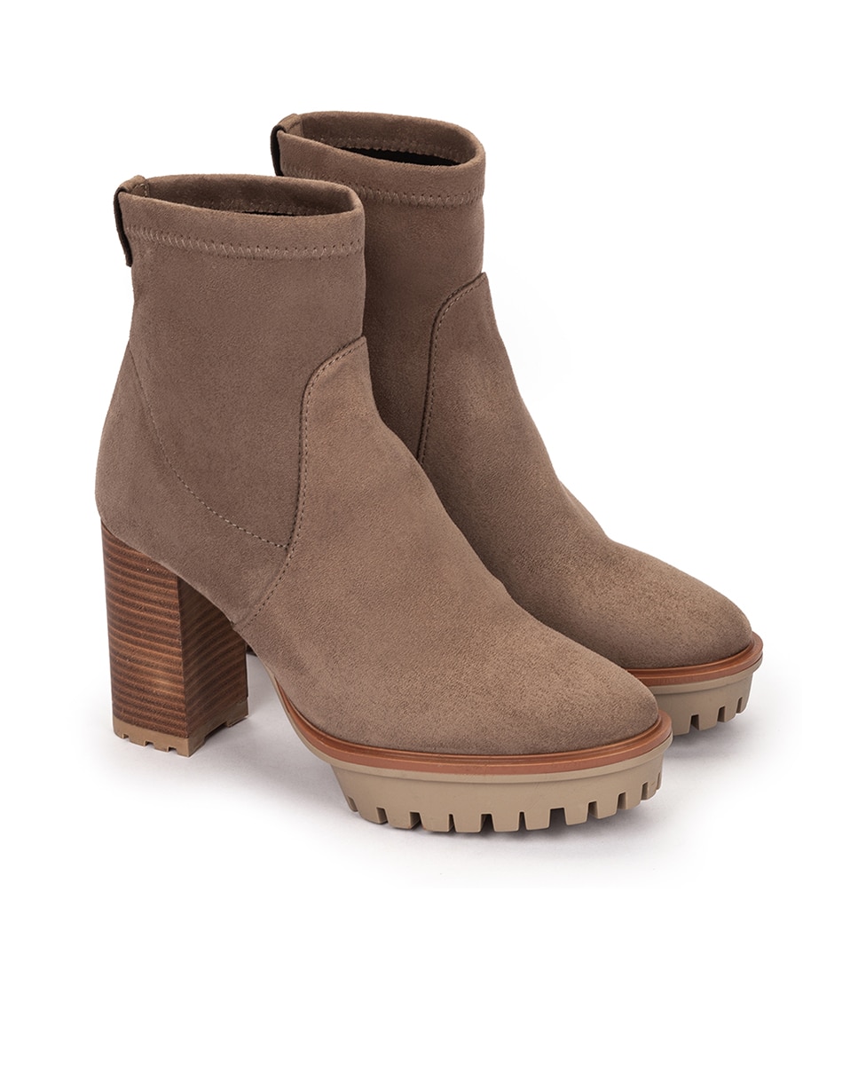 Botins com Salto e Plataforma Castanho-claro-2