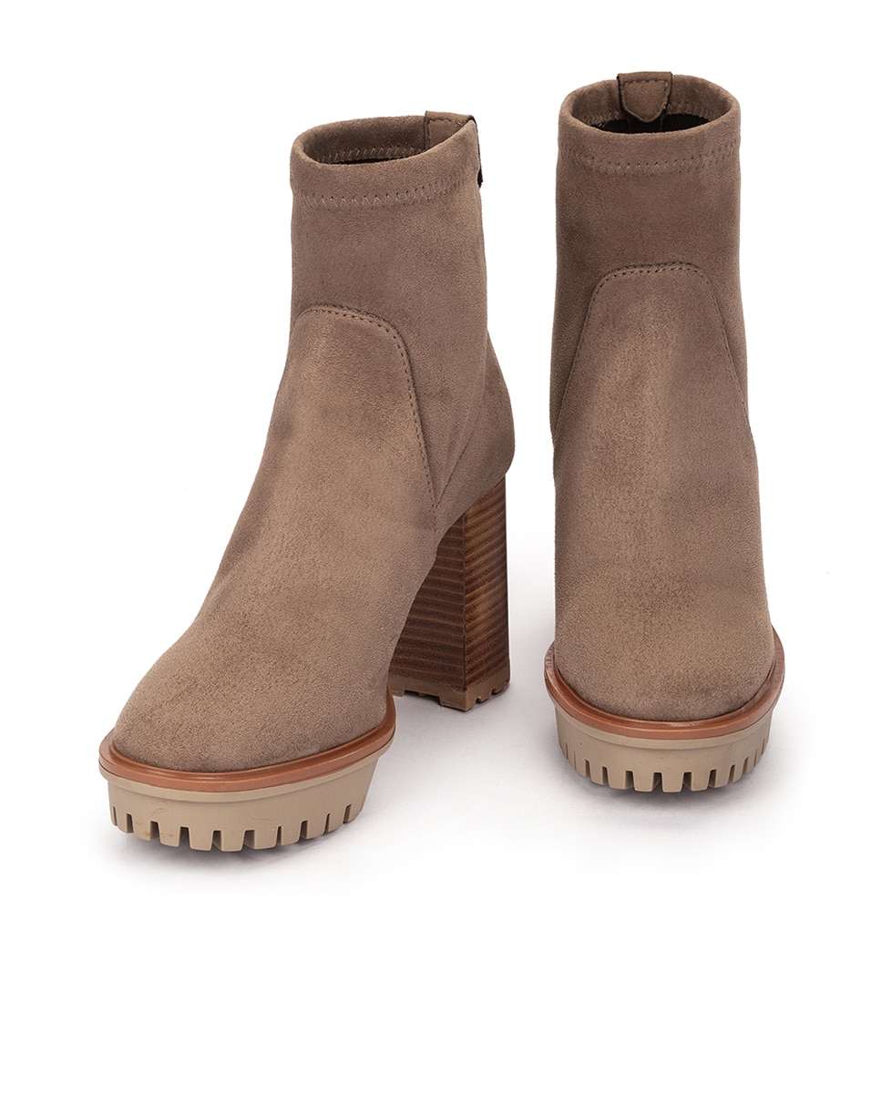 Botins com Salto e Plataforma Castanho-claro-3