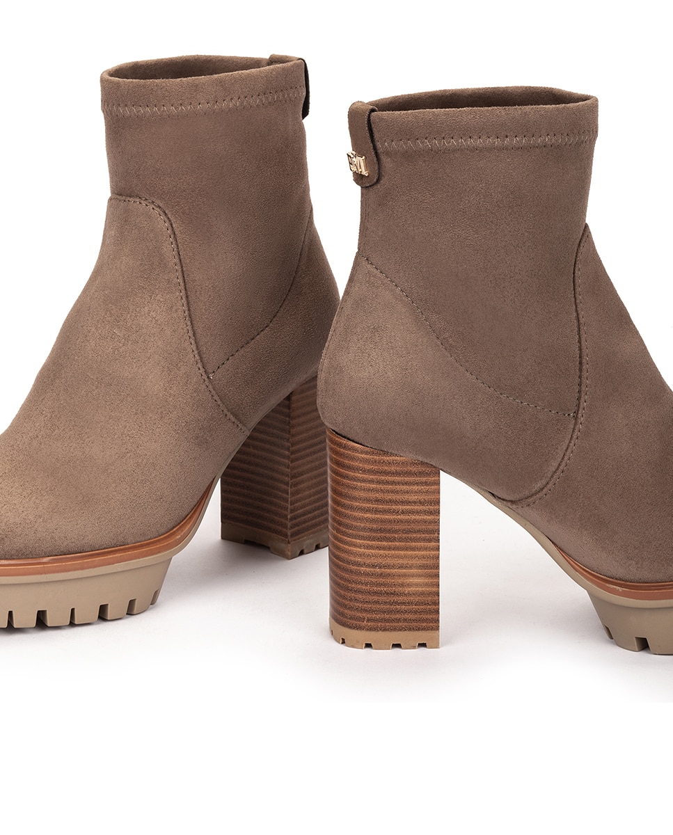 Botins com Salto e Plataforma Castanho-claro-4