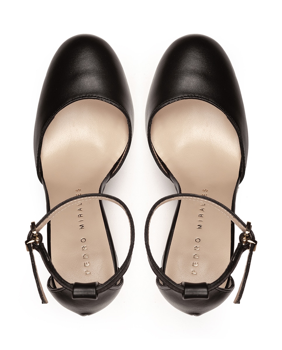 Sapatos de Salto com Plataforma e Tira com Fivela Preto-3