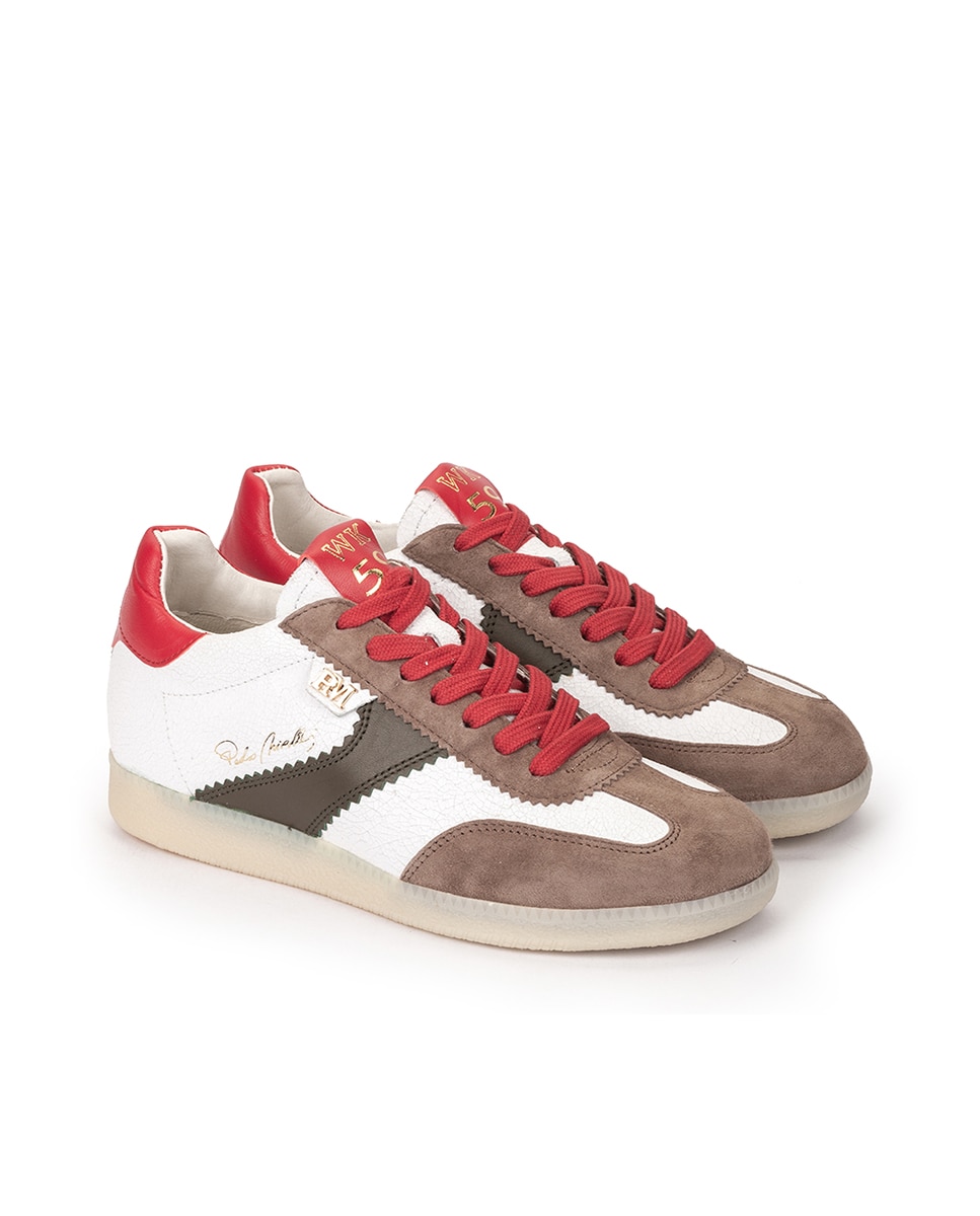 Sapatilhas Desportivas com Atacadores e Detalhes Contraste Branco / Vermelho / Carbono-2