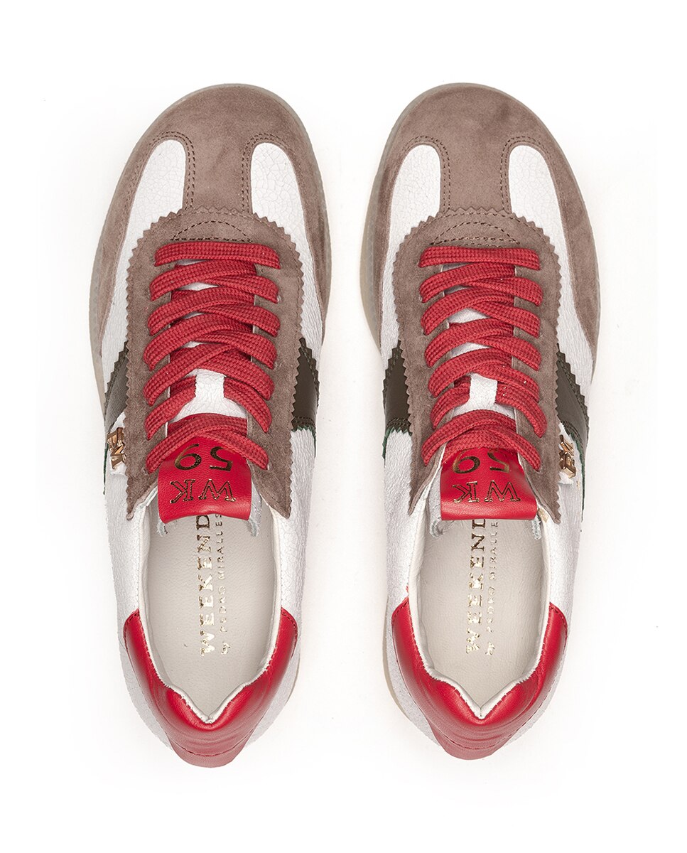 Sapatilhas Desportivas com Atacadores e Detalhes Contraste Branco / Vermelho / Carbono-3