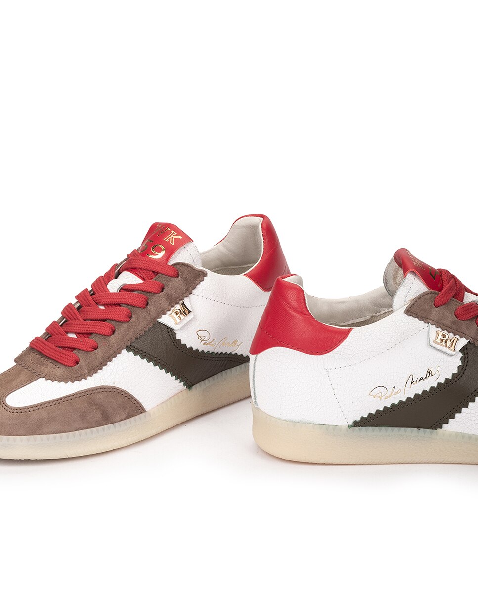 Sapatilhas Desportivas com Atacadores e Detalhes Contraste Branco / Vermelho / Carbono-4