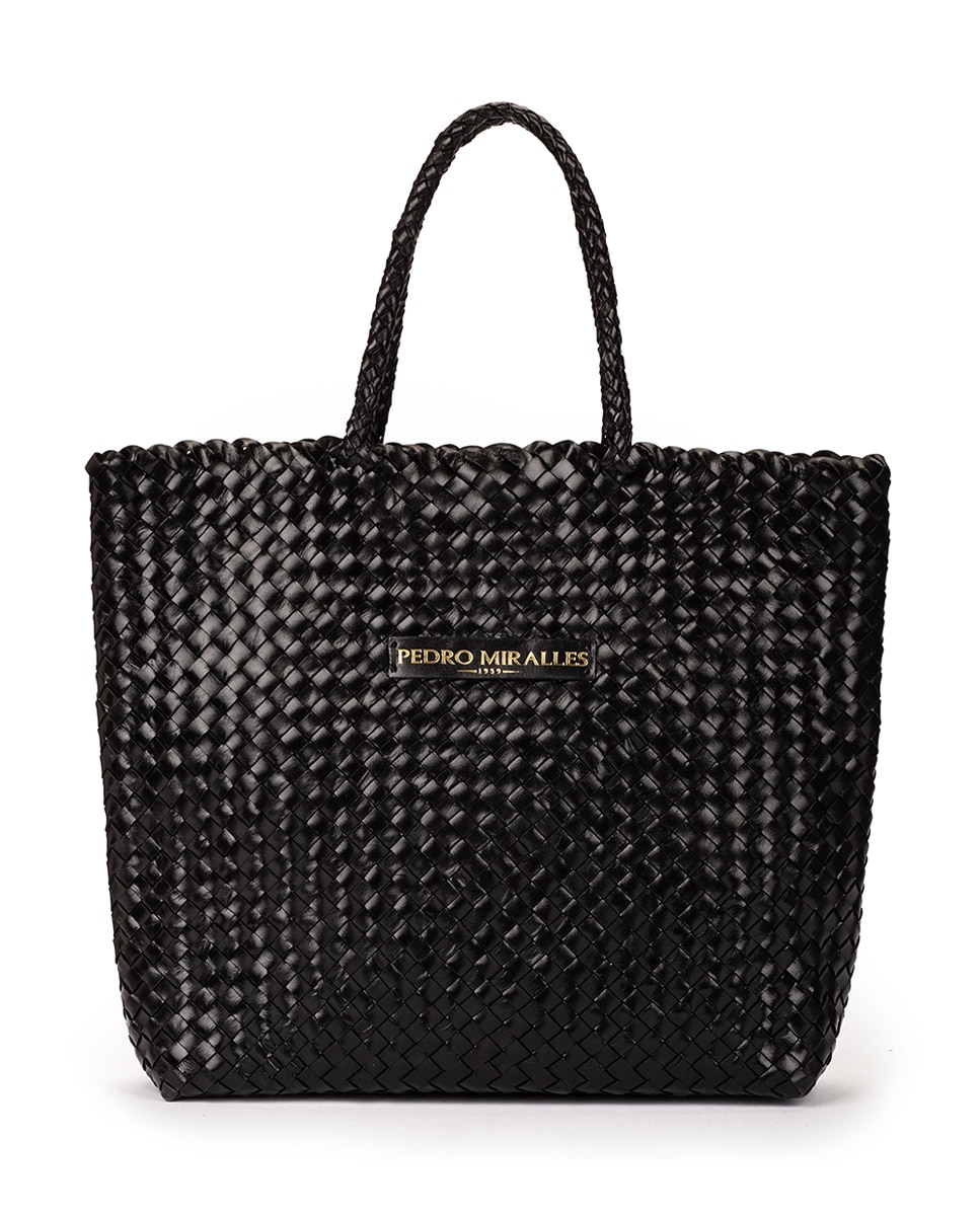 Imagem 0 de Mala de Ombro Estilo Shopper de Pele Entrançada