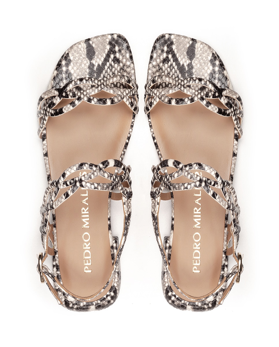 Sandálias Rasas com Fecho de Fivela Preto-3