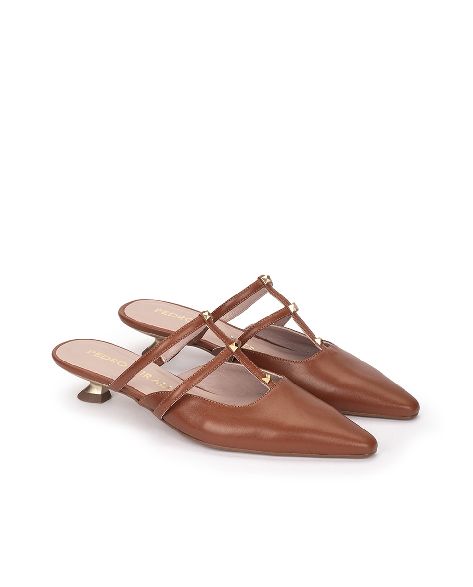 Mules com Tachas e Tacão Castanho-2