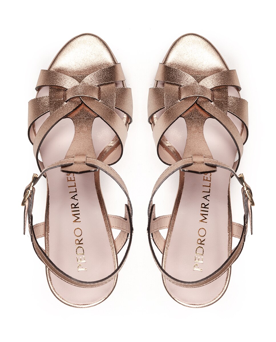 Sandálias de Salto com Plataforma Dourado-3