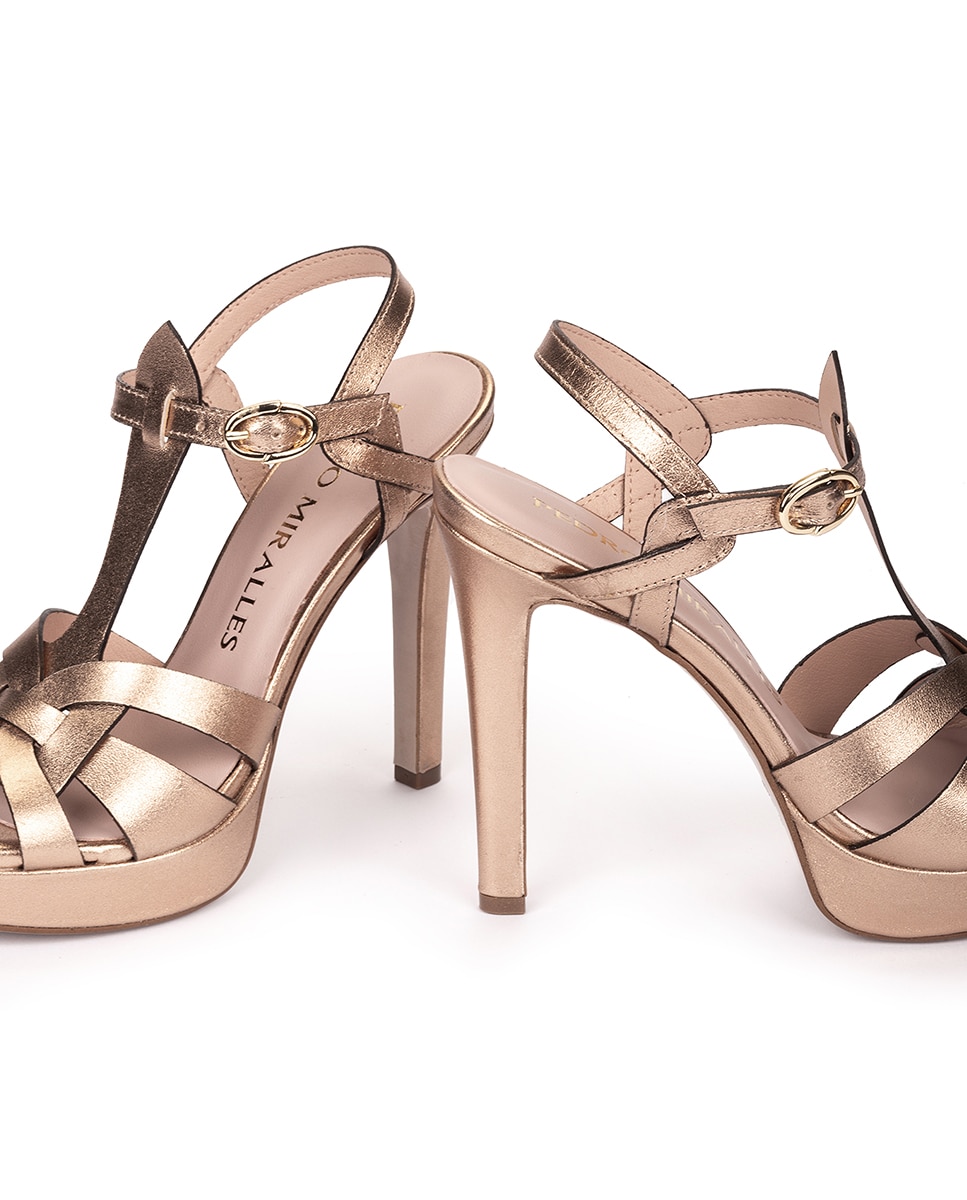 Sandálias de Salto com Plataforma Dourado-4
