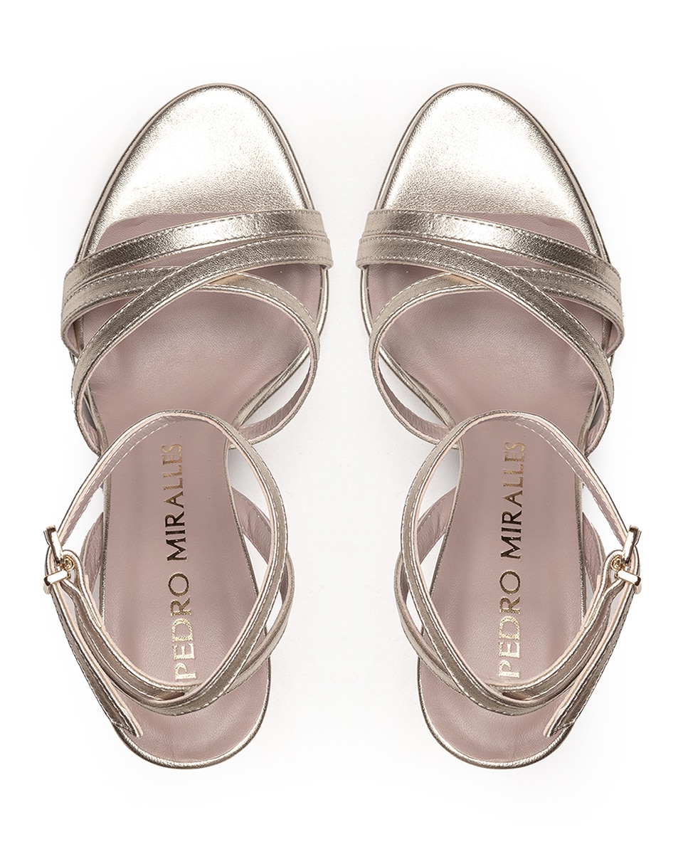 Sandálias de Salto com Tiras e Pulseira Ouro-3