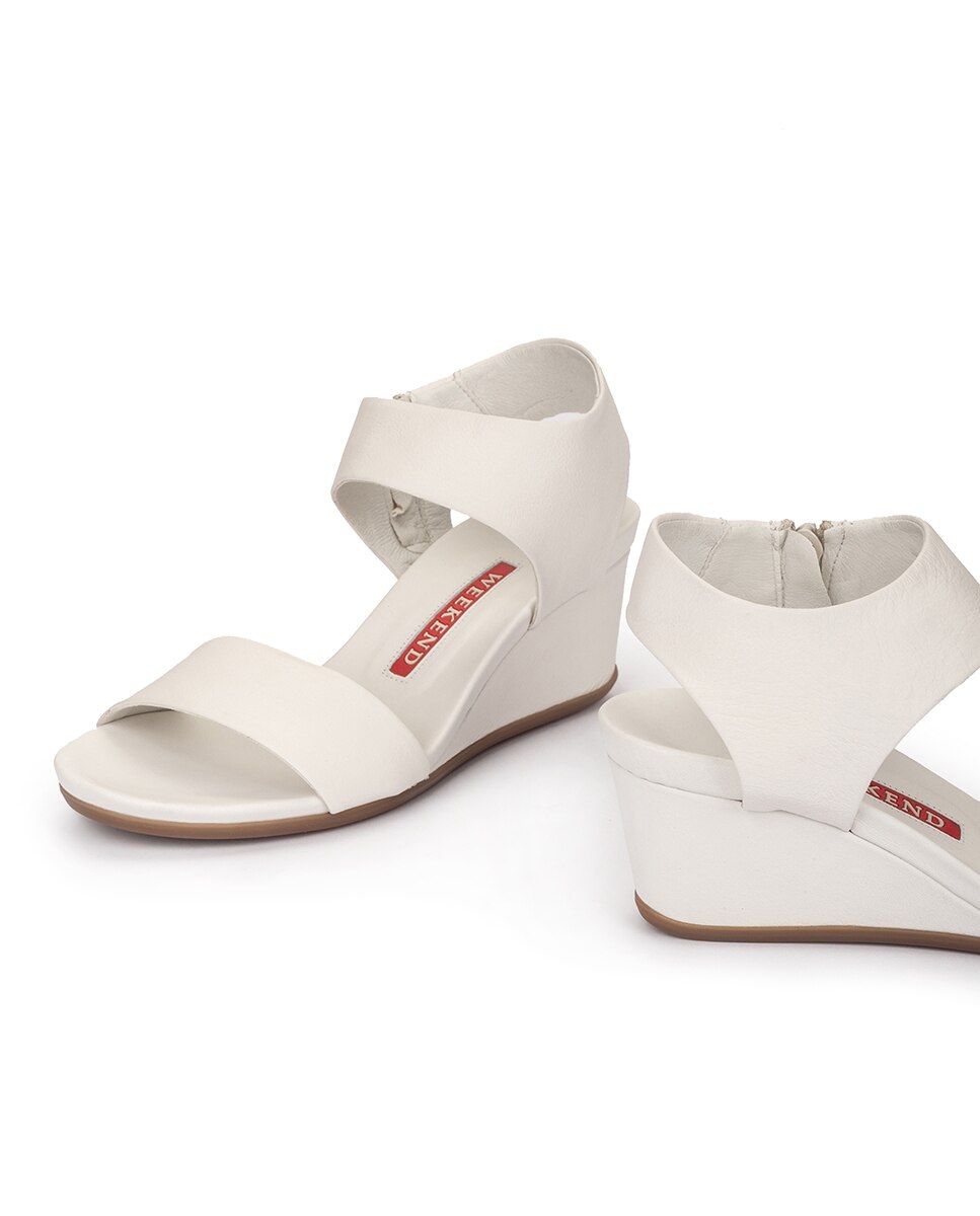Sandálias de Cunha com Fecho Zip Interior Branco-4