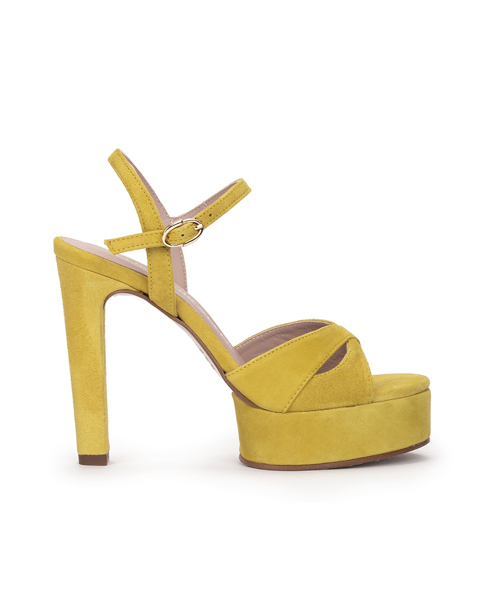 Sandálias de Salto com Plataforma Amarelo-1