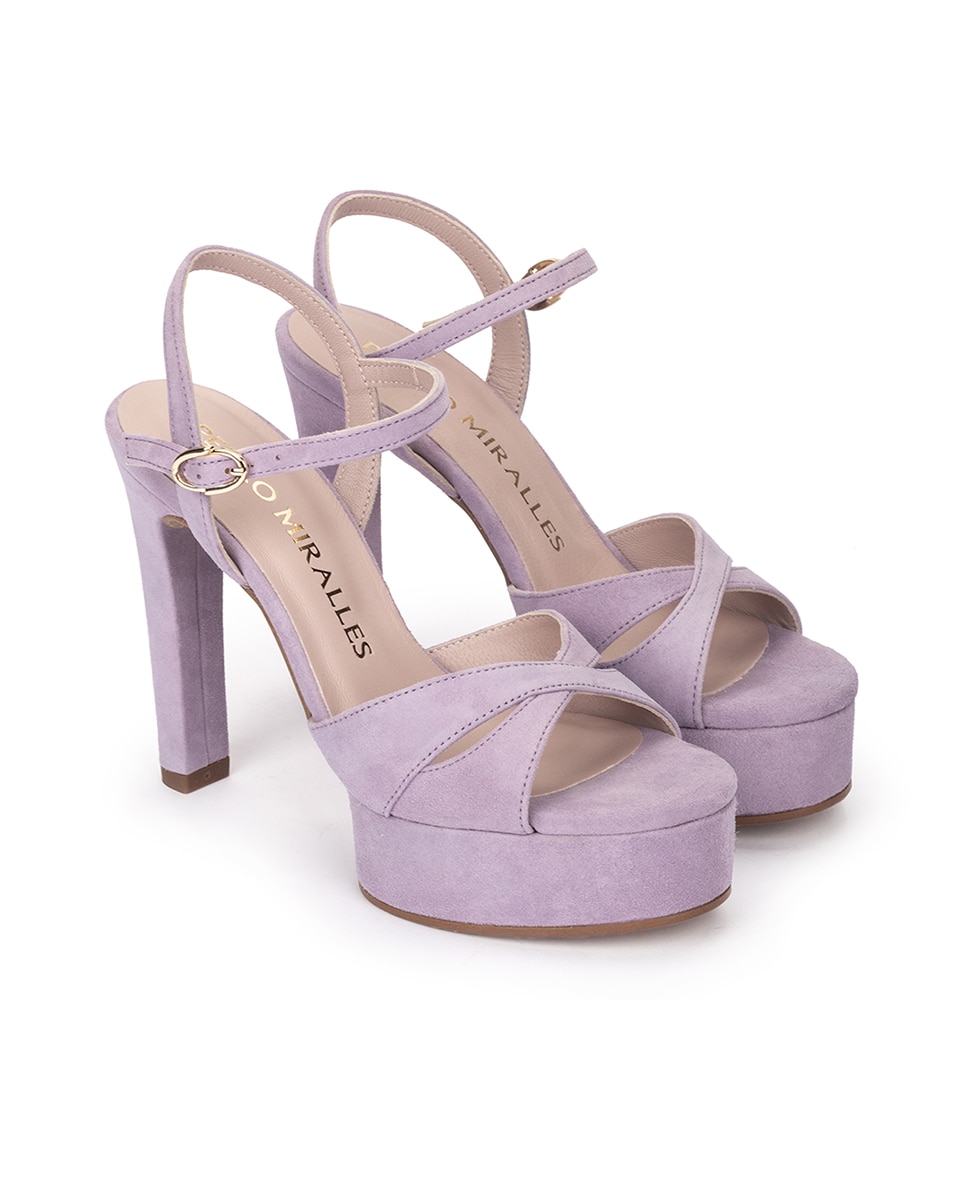 Sandálias de Salto com Plataforma Lilás-2