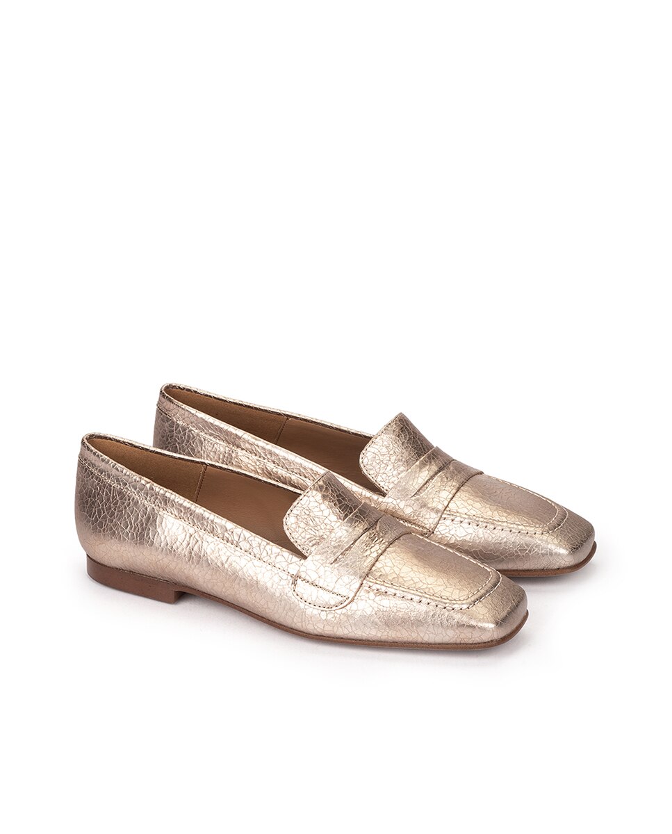 Mocassins Metalizados Dourado-2