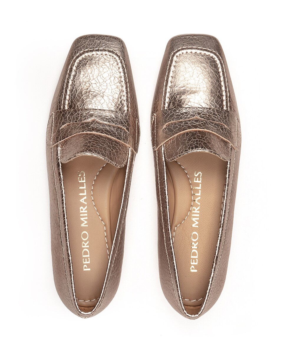 Mocassins Metalizados Dourado-3