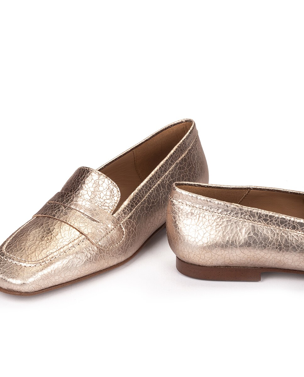 Mocassins Metalizados Dourado-4