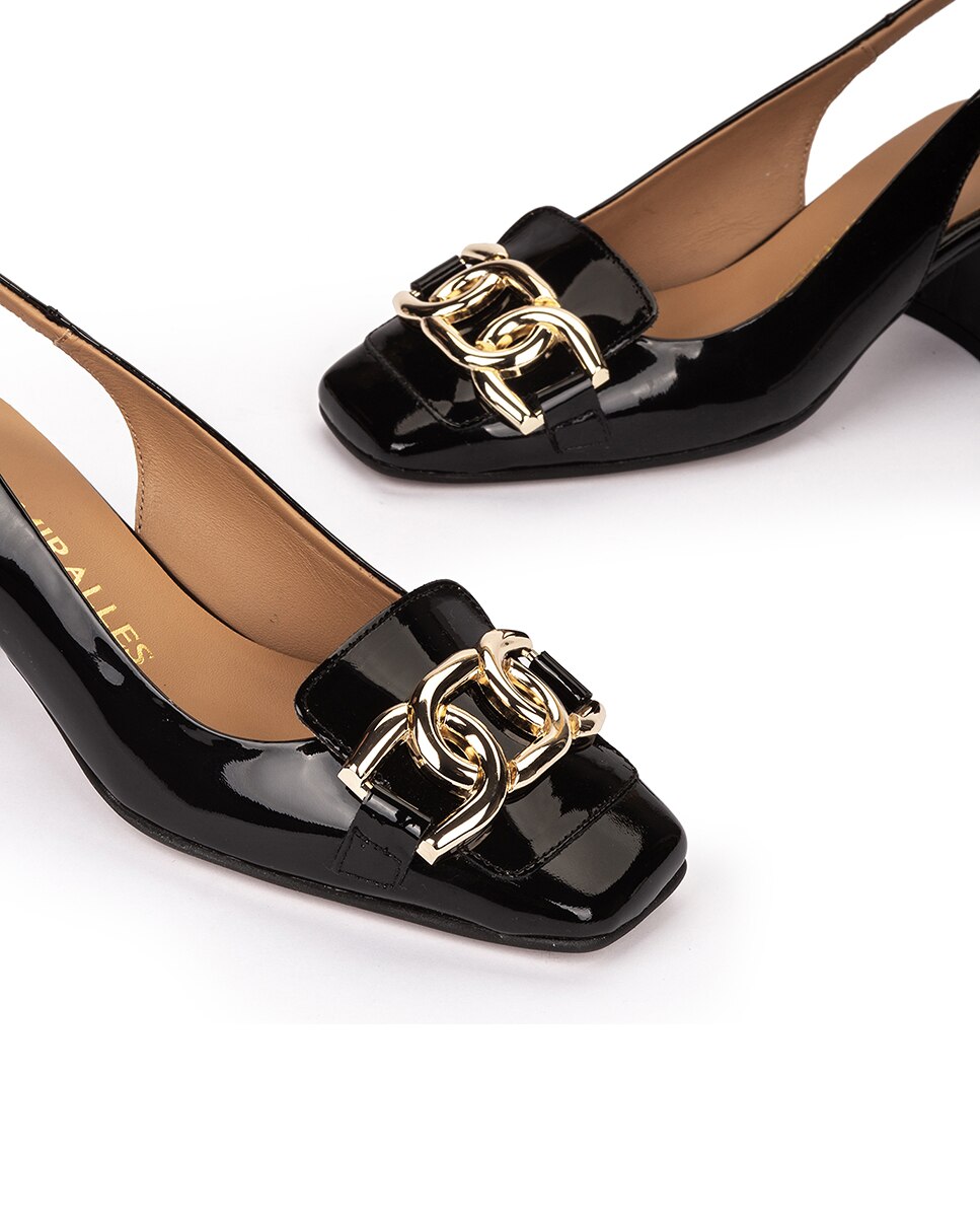 Sapatos de Salto com Calcanhar Aberto e Adorno Preto-4