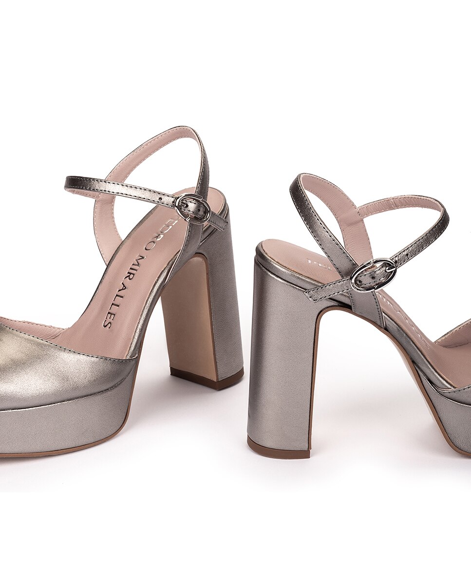Sapatos de Salto com Plataforma Prateado-4