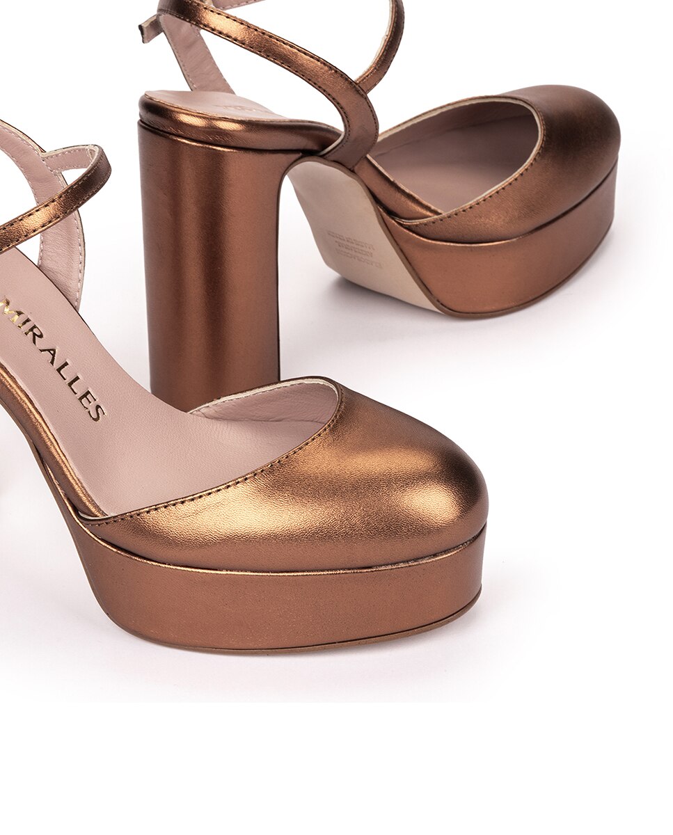Sapatos de Salto com Plataforma Bronze metalizado-4