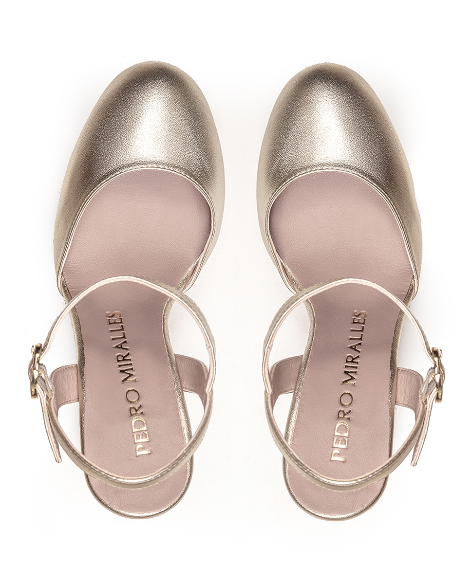 Sapatos de Salto com Plataforma Dourado-3