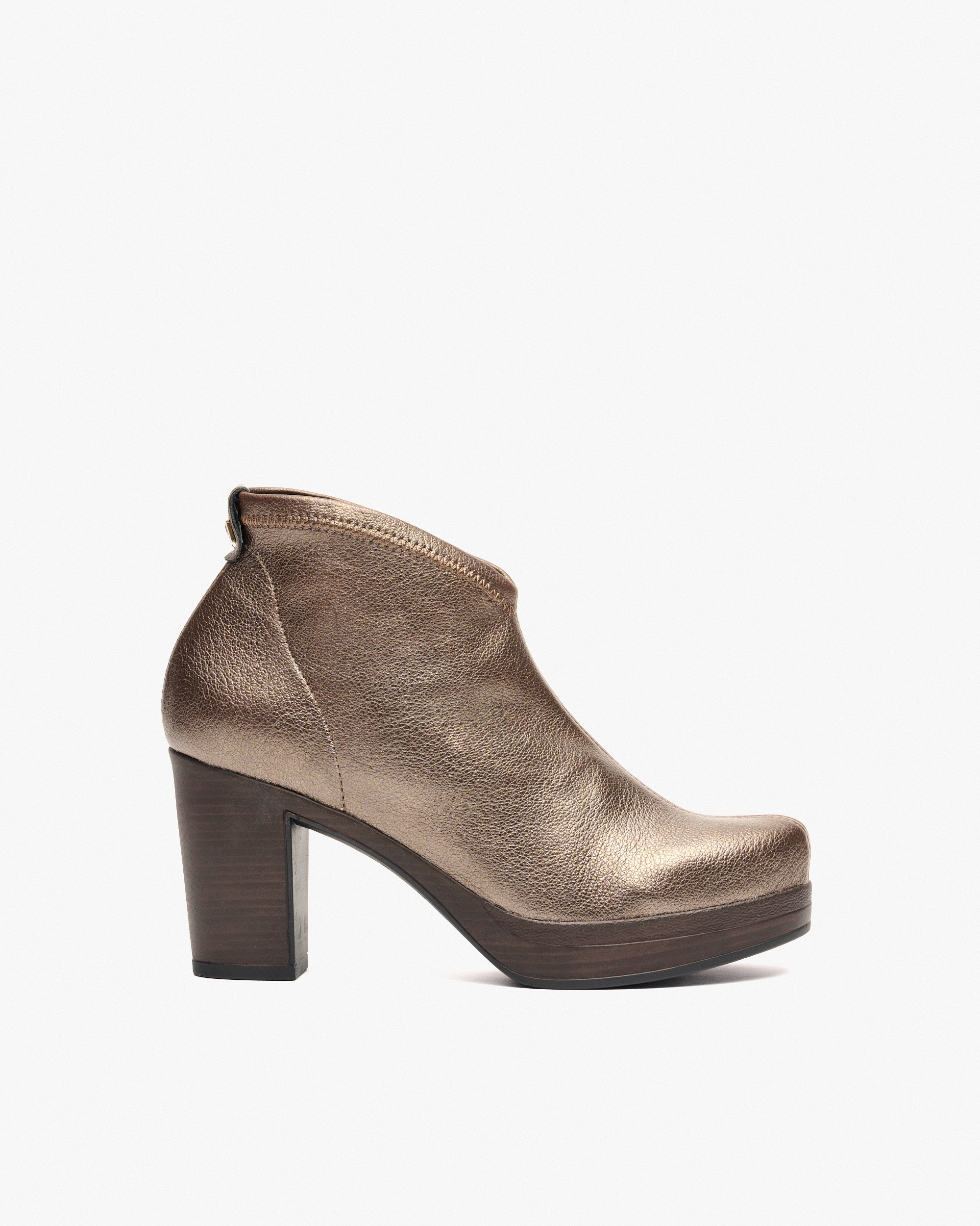 Botins de Tecido Elástico com Salto Ouro-1