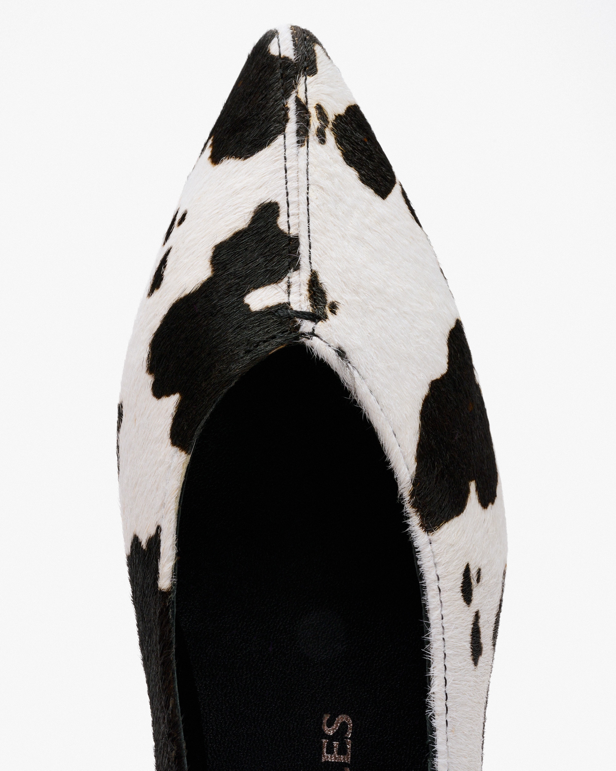 Sabrinas Rasas com Estampado de Vaca Branco-3