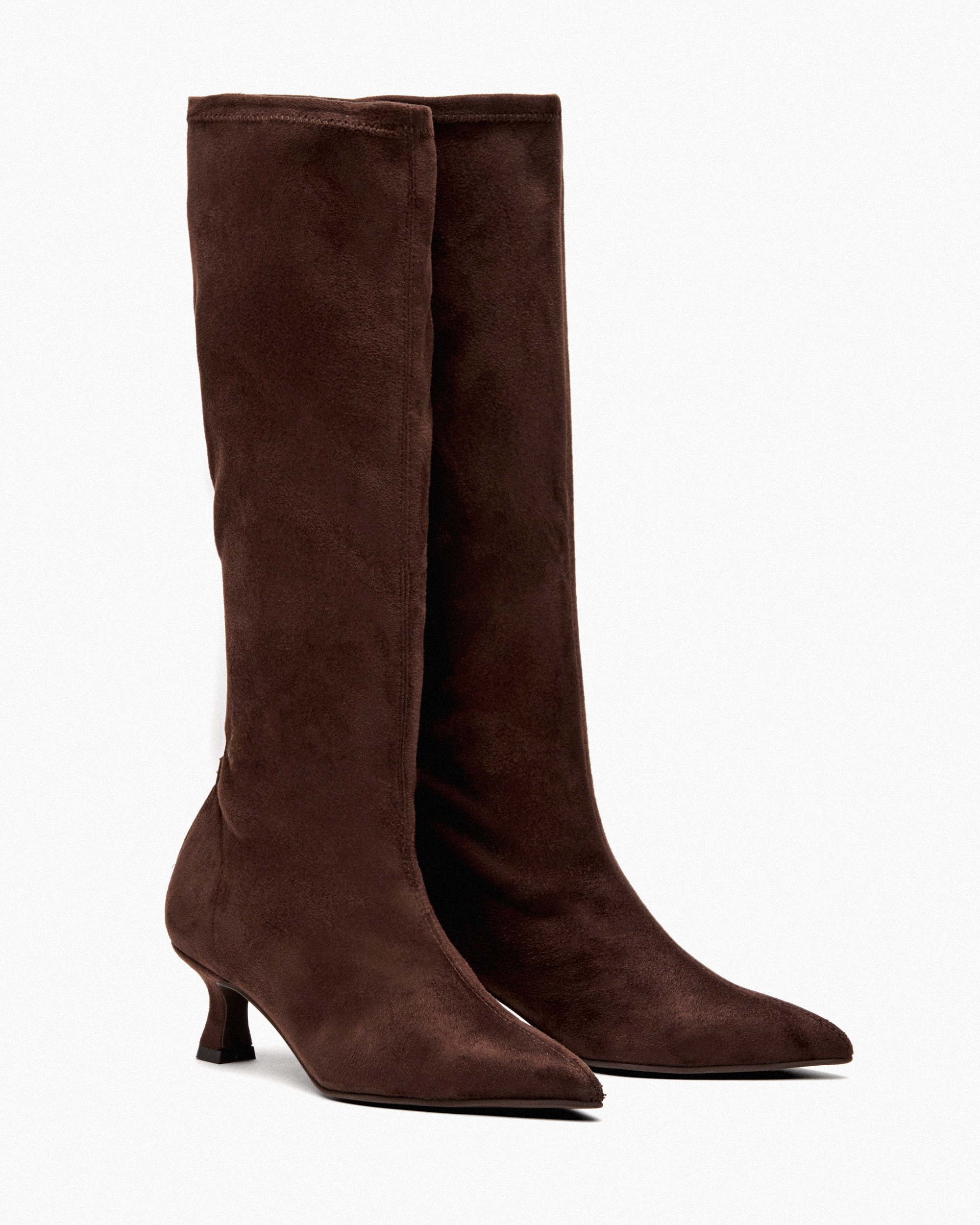 Botas Elásticas com Tacão Castanho-escuro-2