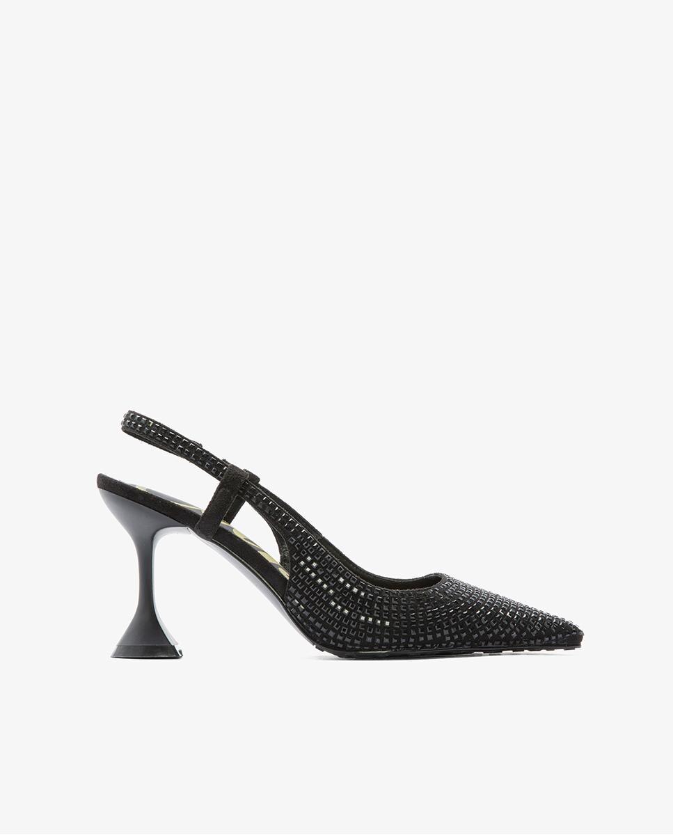 Imagem 0 de Sapatos de Salto sem Calcanhar com Glitter - Preto