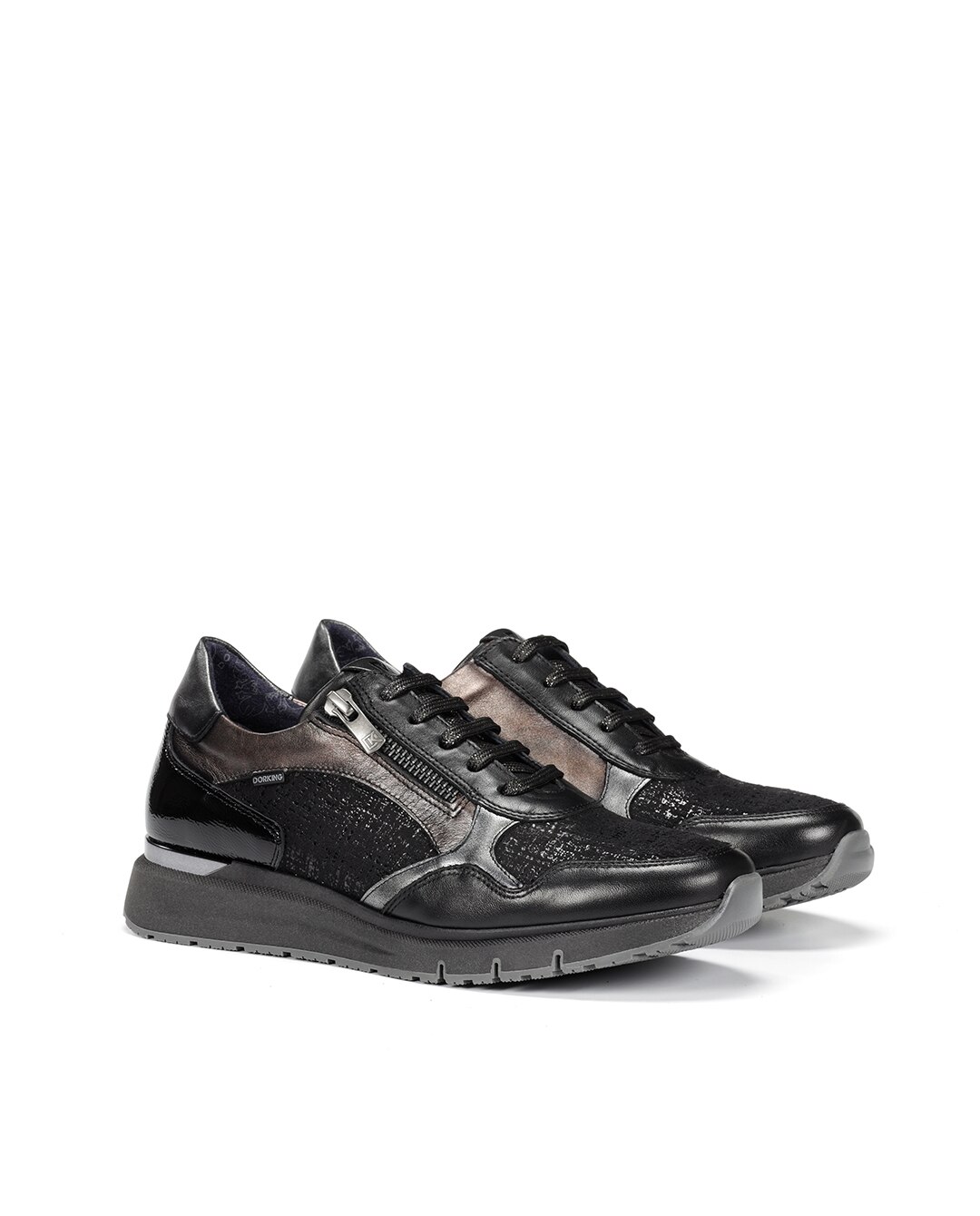 Sapatos de Cordões Fabricados em Têxtil Preto-2