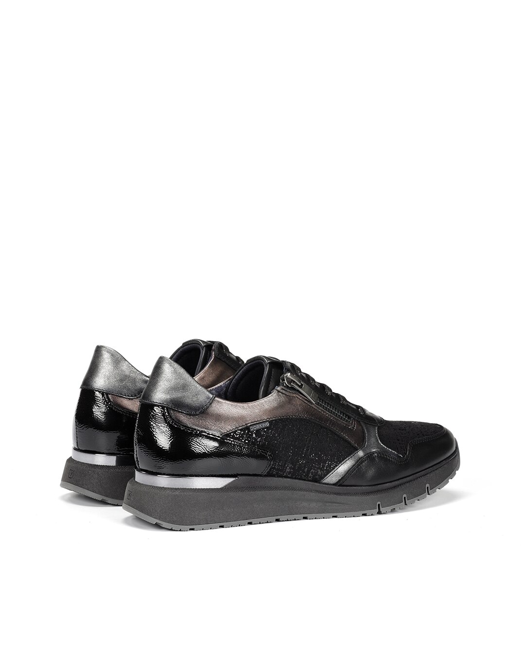 Sapatos de Cordões Fabricados em Têxtil Preto-3