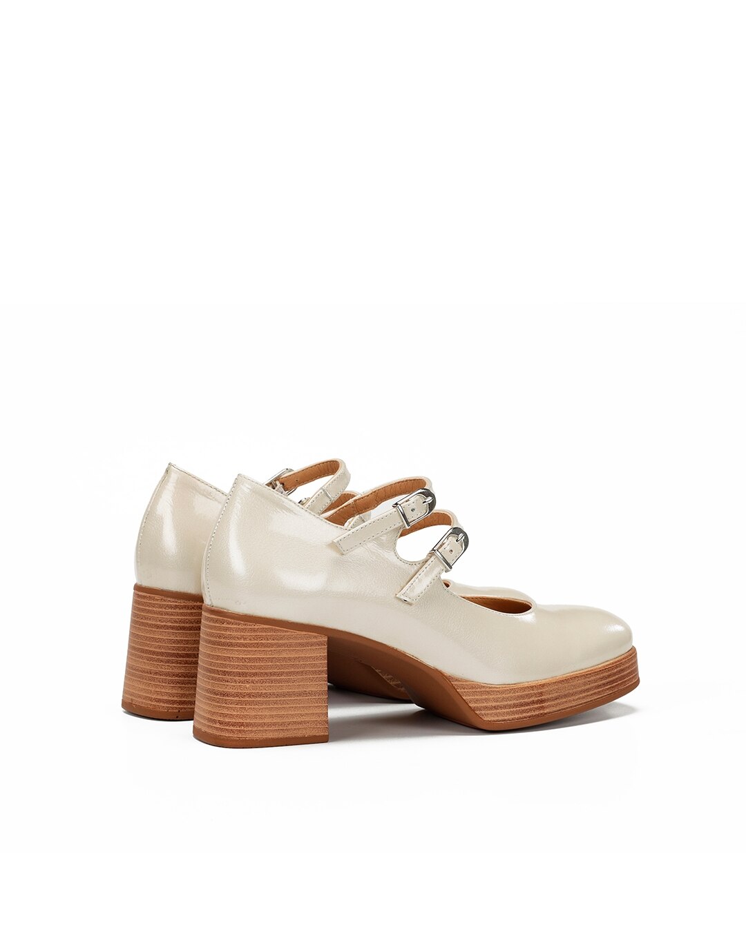 Sapatos de Salto Fabricados em Pele Castanho-3