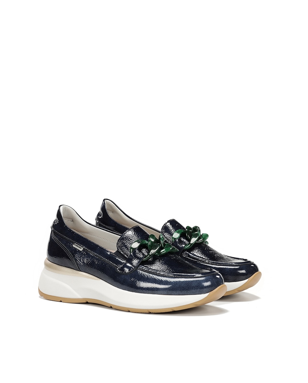Sapatos Confort Fabricados em Verniz Azul-2