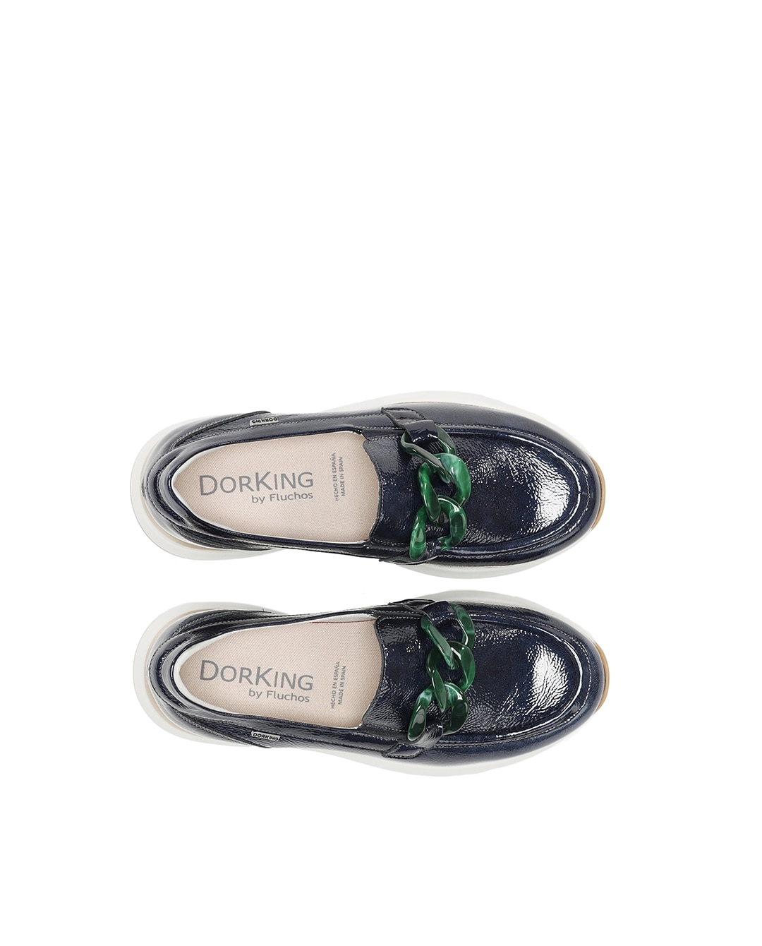 Sapatos Confort Fabricados em Verniz Azul-5