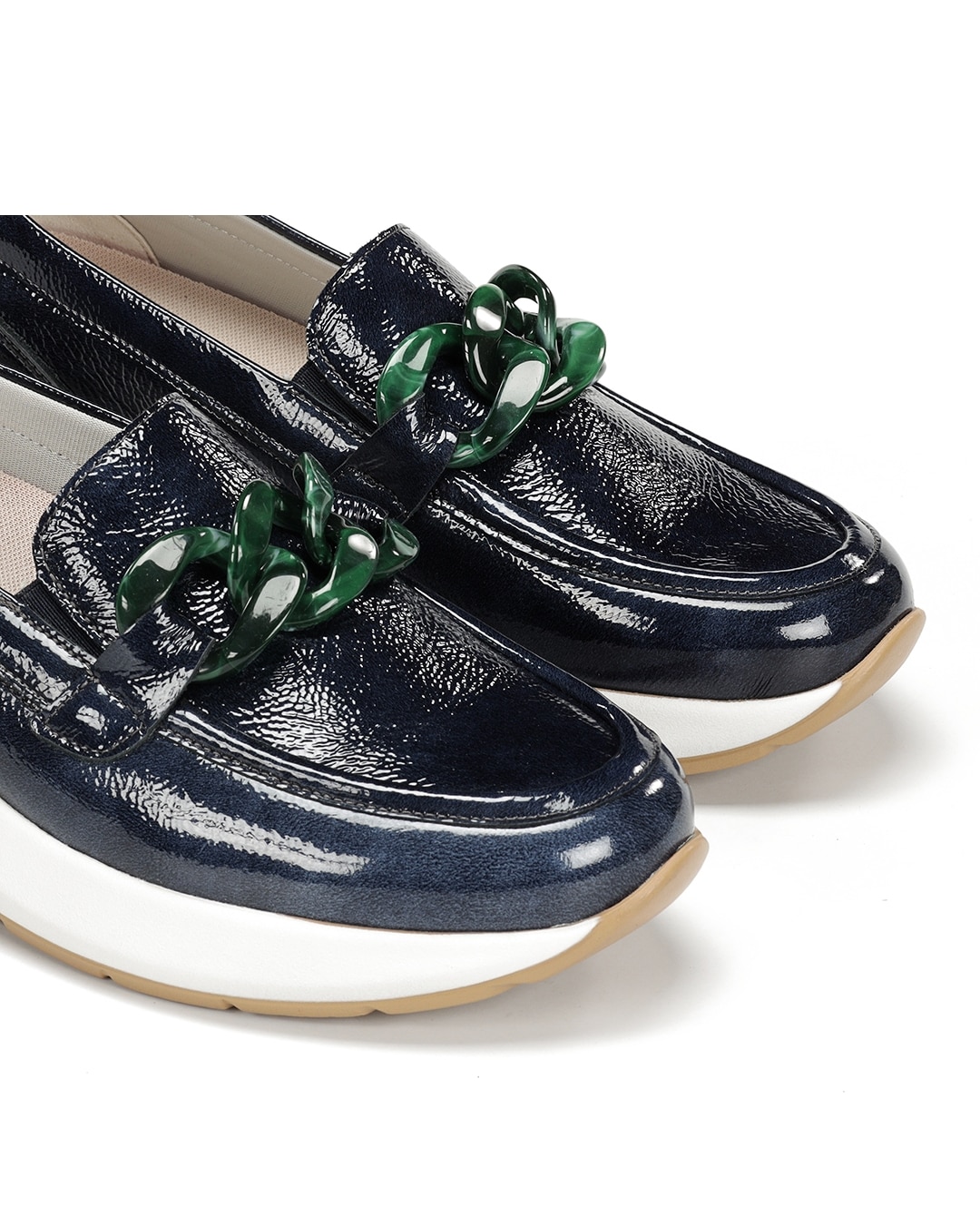 Sapatos Confort Fabricados em Verniz Azul-6