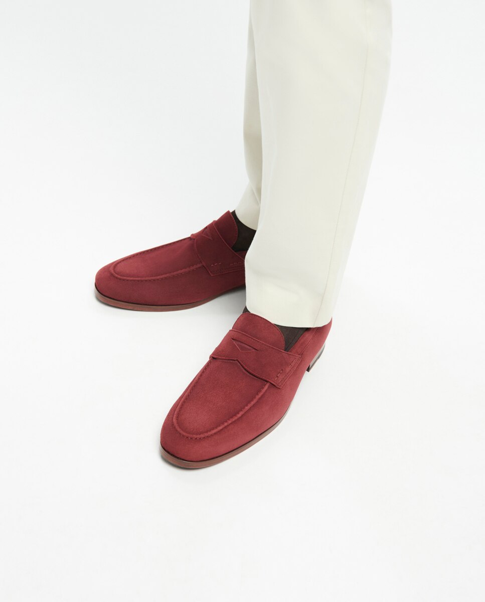 Mocassins de Pele com Travessão Vermelho-2