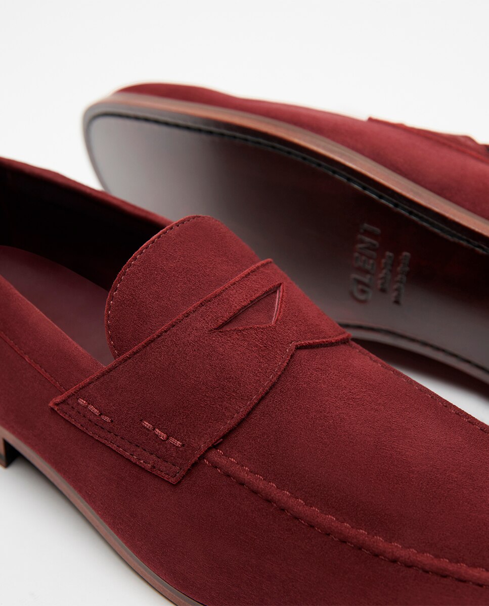Mocassins de Pele com Travessão Vermelho-5