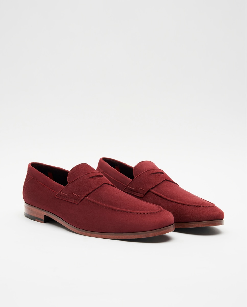 Mocassins de Pele com Travessão Largo Especial Vermelho-3