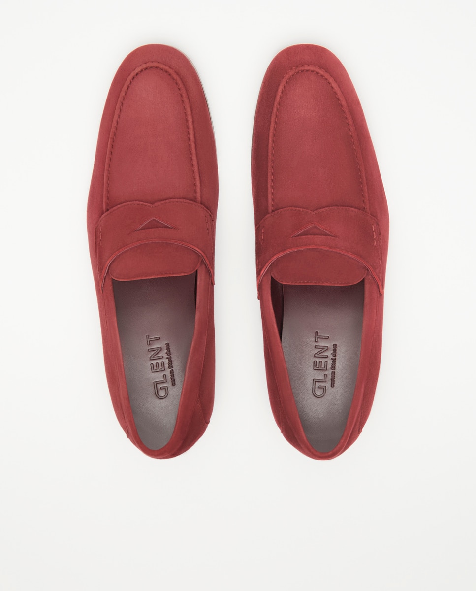 Mocassins de Pele com Travessão Largo Especial Vermelho-4