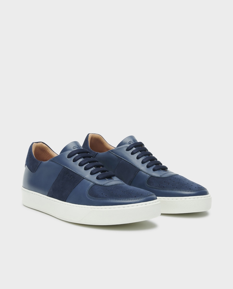 Sapatilhas em Pele e Camurça com Sola Vibram Disponível em 2 Larguras Azul-marinho-3