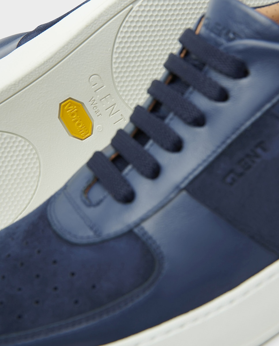 Sapatilhas em Pele e Camurça com Sola Vibram Disponível em 2 Larguras Azul-marinho-4
