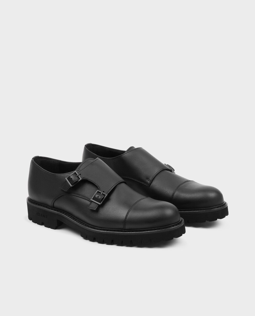 Sapatos Monk de Pele Preto-2