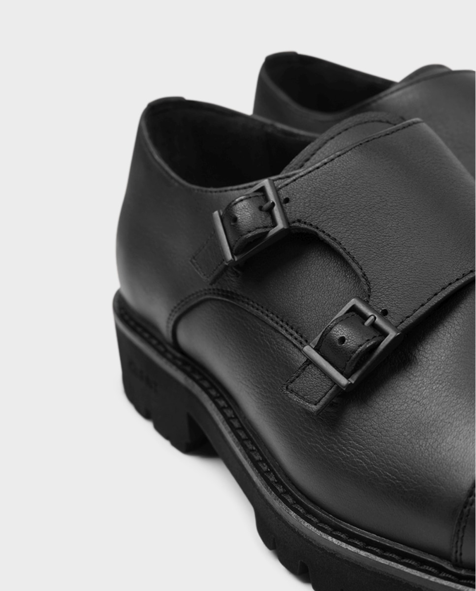 Sapatos Monk de Pele Preto-4